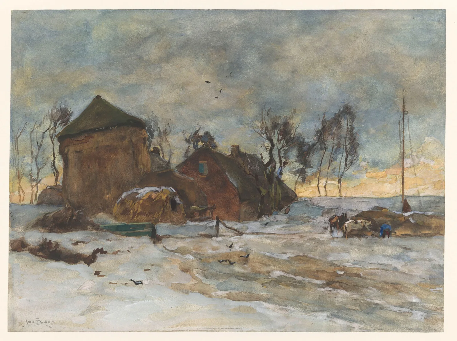 Winterlandschap (20th century) av Willem de Zwart