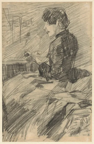 Zittende jonge vrouw (20th century) av Willem de Zwart