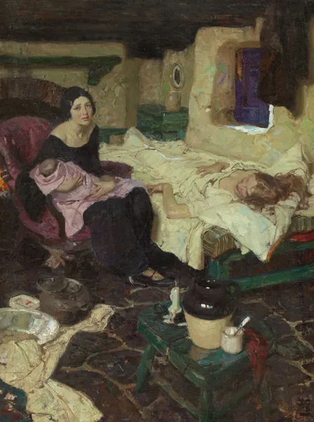 The Beautiful Mid-Wife, the Baby, and the Beautiful Mother av Dean Cornwell