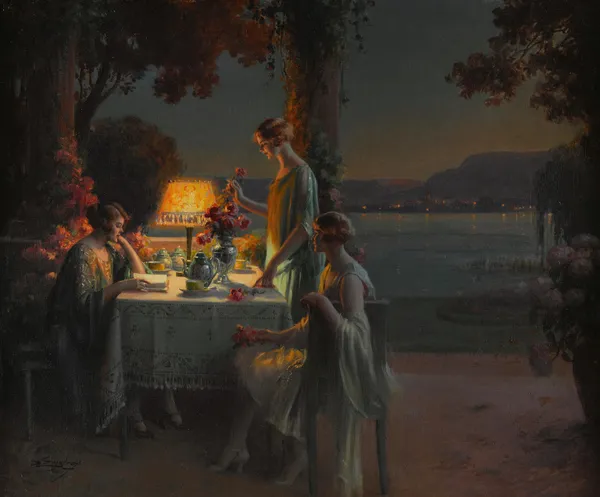 Jeunes femmes au bord du lac av Delphin Enjolras