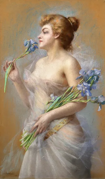 Woman with irises av Delphin Enjolras