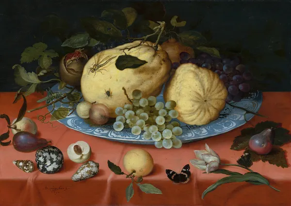 Fruit Still Life with Shells and Tulip av Balthasar van der Ast