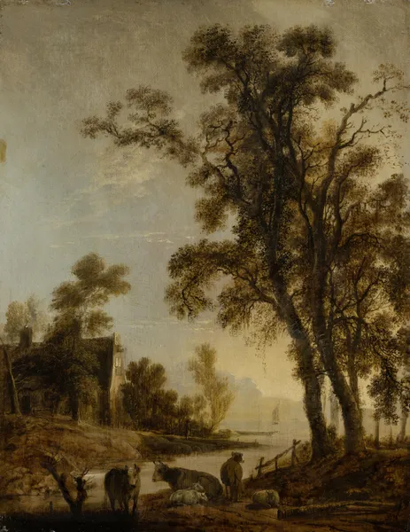 River Bank with Cattle av Aert van der Neer