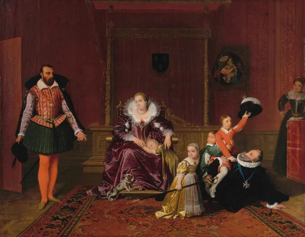 Henri IV jouant avec ses enfants au moment où l’ambassadeur d’Espagne est admis en sa présence av Jean Auguste Dominique Ingres