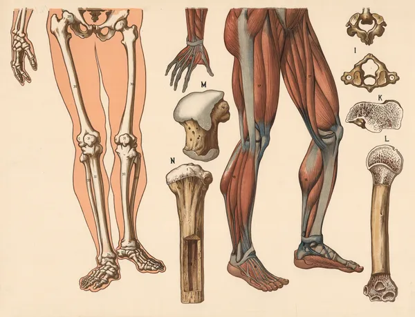 Skeleton and muscles (below the waist) av F. E. Wachsmuth