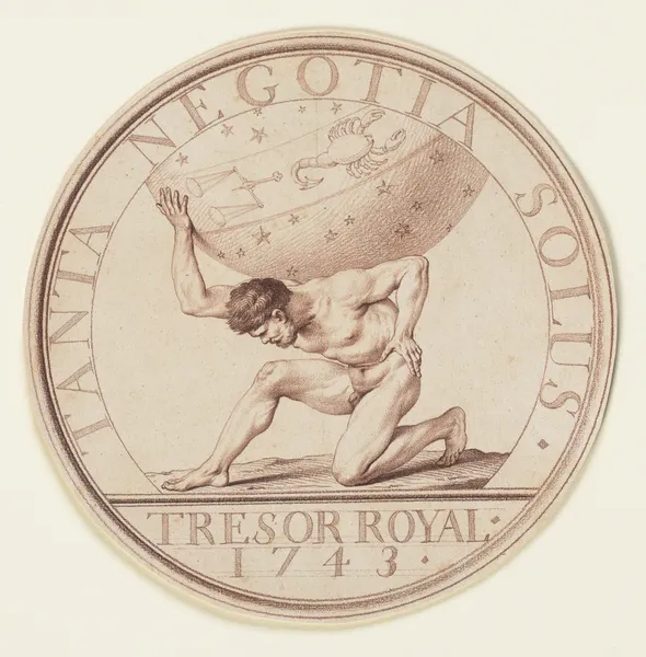 Atlas trägt die Himmelskugel (Sondermünze ‘Trésor Royal 1743’) av Edmé Bouchardon