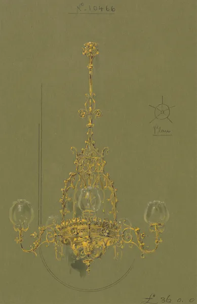Design executed for Jones and Willis, metal and wood-workers and church furniture manufacturers of Birmingham and London av George Edmund Street