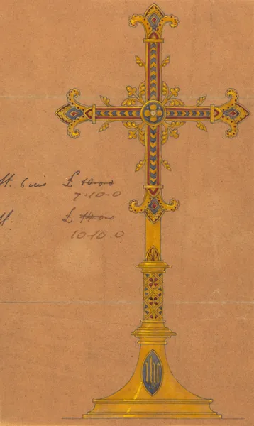 Design executed for Jones and Willis, metal and wood-workers and church furniture manufacturers of Birmingham and London av George Edmund Street