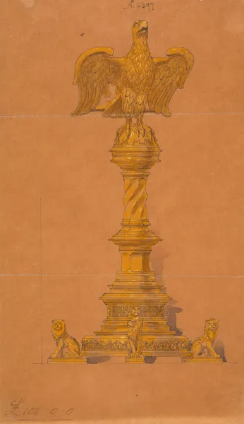 Design executed for Jones and Willis, metal and wood-workers and church furniture manufacturers of Birmingham and London av George Edmund Street