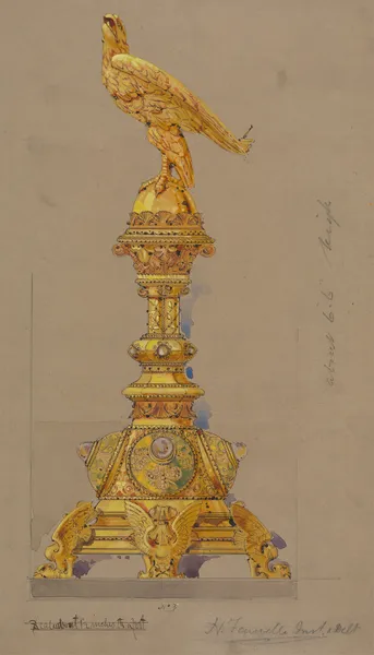 Design executed for Jones and Willis, metal and wood-workers and church furniture manufacturers of Birmingham and London av George Edmund Street