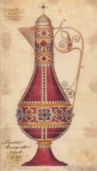 Design executed for Jones and Willis, metal and wood-workers and church furniture manufacturers of Birmingham and London av George Edmund Street