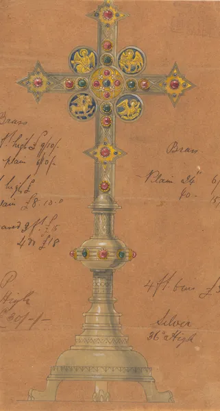 Design executed for Jones and Willis, metal and wood-workers and church furniture manufacturers of Birmingham and London av George Edmund Street