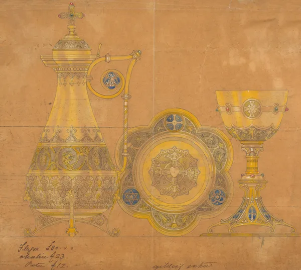 Design executed for Jones and Willis, metal and wood-workers and church furniture manufacturers of Birmingham and London av George Edmund Street
