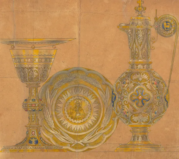 Design executed for Jones and Willis, metal and wood-workers and church furniture manufacturers of Birmingham and London av George Edmund Street