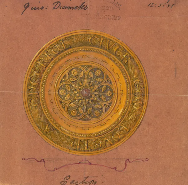 Design executed for Jones and Willis, metal and wood-workers and church furniture manufacturers of Birmingham and London av George Edmund Street