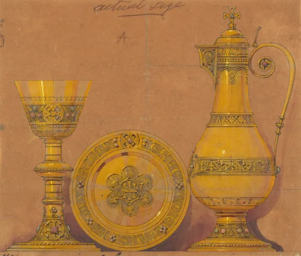 Design executed for Jones and Willis, metal and wood-workers and church furniture manufacturers of Birmingham and London av George Edmund Street
