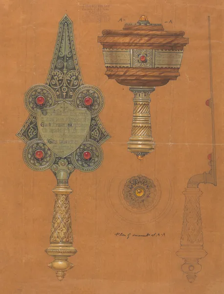 Design executed for Jones and Willis, metal and wood-workers and church furniture manufacturers of Birmingham and London av George Edmund Street
