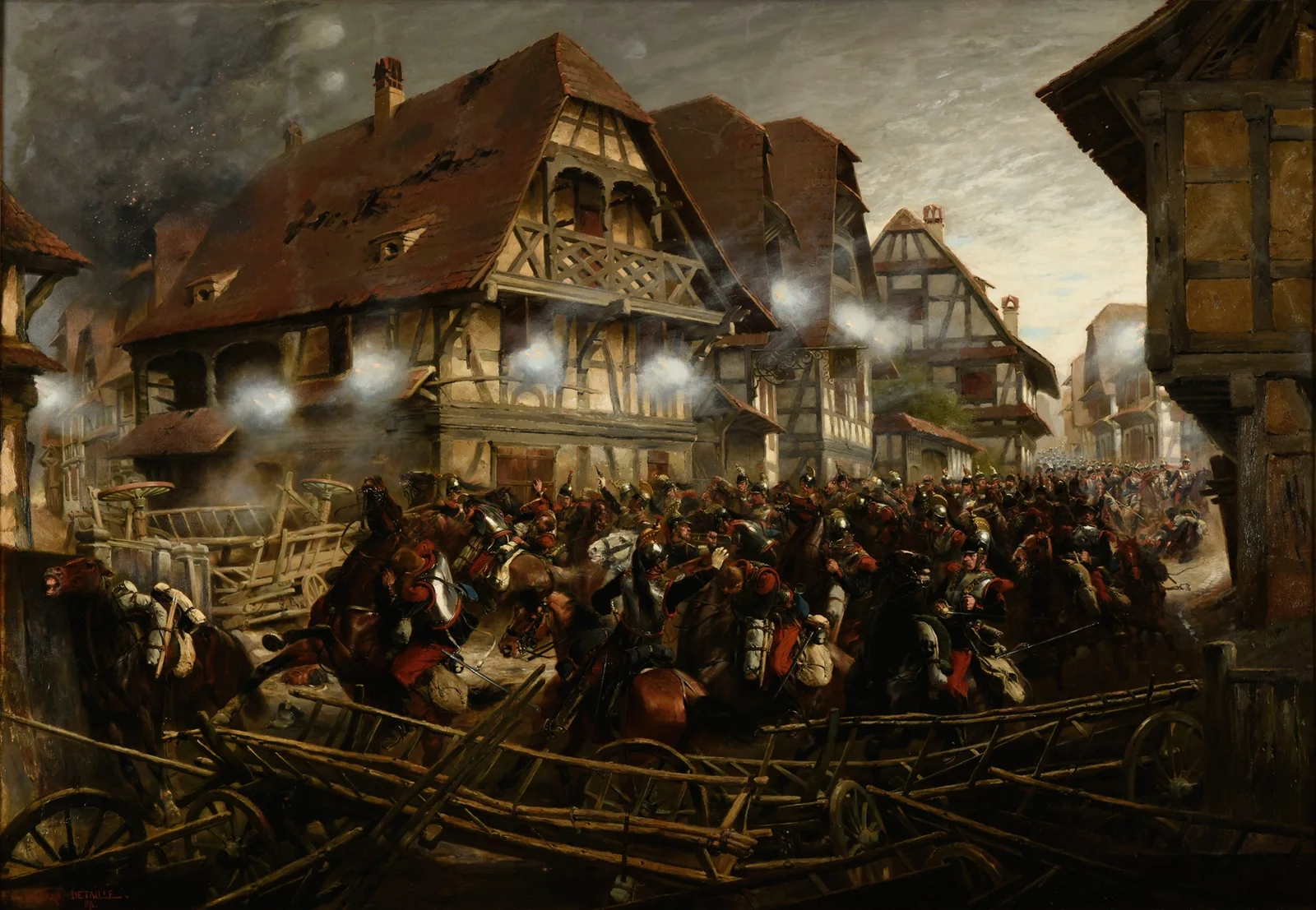 Charge du 9e régiment de cuirassiers dans le village de Morsbronn av Jean-Baptiste Édouard Detaille