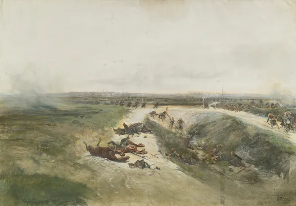 Une L’offensive Militaire; A Study For The Panorama Of The Battle Of Champigny av Jean-Baptiste Édouard Detaille