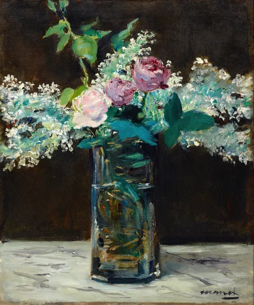 Vase of White Lilacs and Roses av Édouard Manet