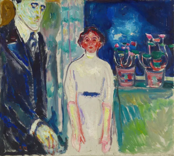 Man and Woman by the Window with Potted Plants av Edvard Munch
