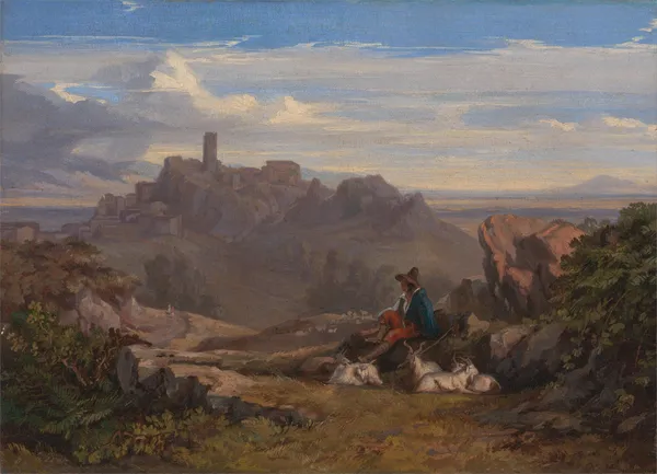 Landscape with Goatherd av Edward Lear