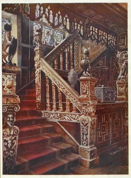 Carved oaken stairway, Godinton av Edwin Foley