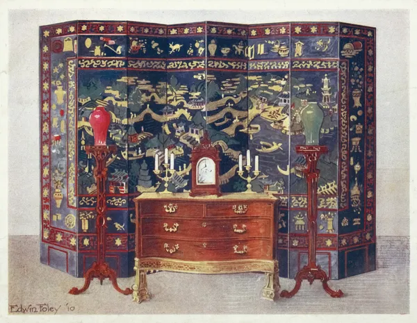Curved commode table–Chippendale under French influence av Edwin Foley