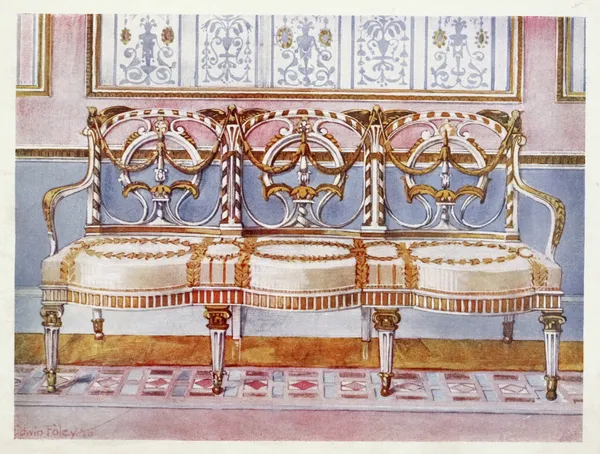 White gilt and painted settee av Edwin Foley