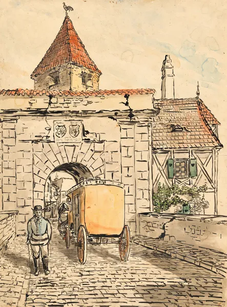 Stadttor mit Kutsche (Schülerarbeit) av Egon Schiele