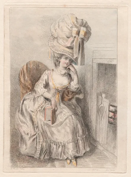 Young Woman by a Fire Reading a Book av Elias Martin