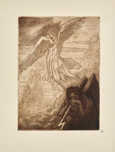 N° 45 – Et l’ange Liberté, telle qu’un jet de fronde, Partit, et vit grandier la sphère obscure et ronde av Emile Bernard