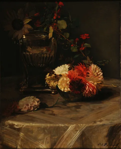 Dahlias et capucines à l’urne d’argent av Jacques-Émile Blanche