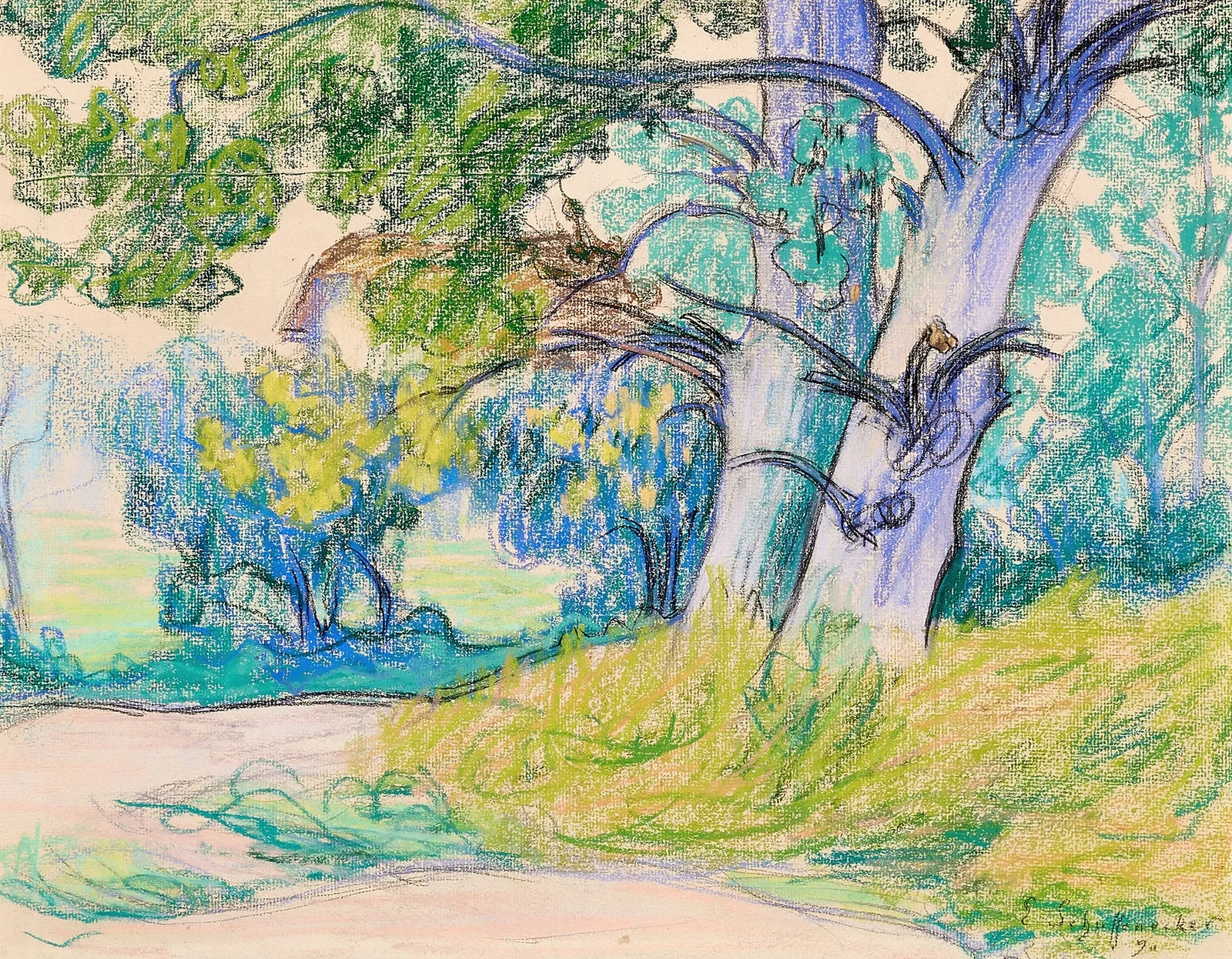 Le chemin dans un sous-bois av Claude-Émile Schuffenecker