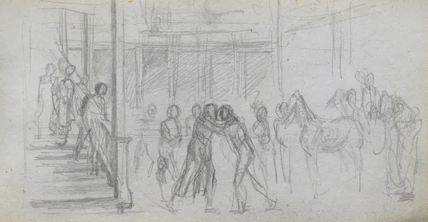 Figure Study, Stairway, Horse av Ernest Meissonier