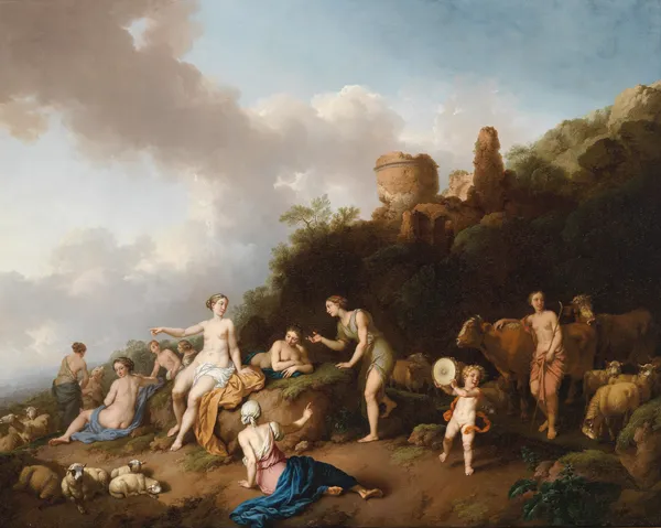 Pastorale Landschaft mit Diana und ihren Nymphen av Christian Wilhelm Ernst Dietrich