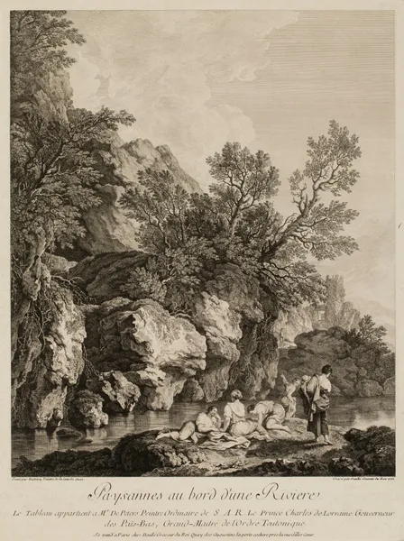 Peasant Women by a River av Christian Wilhelm Ernst Dietrich