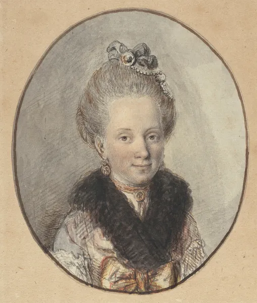 Portrait of a Young Woman with a Fur Collar av Christian Wilhelm Ernst Dietrich
