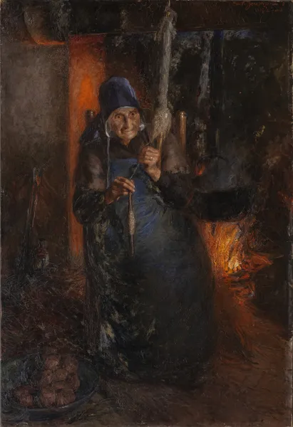 Old Woman Spinning av Ernst Josephson