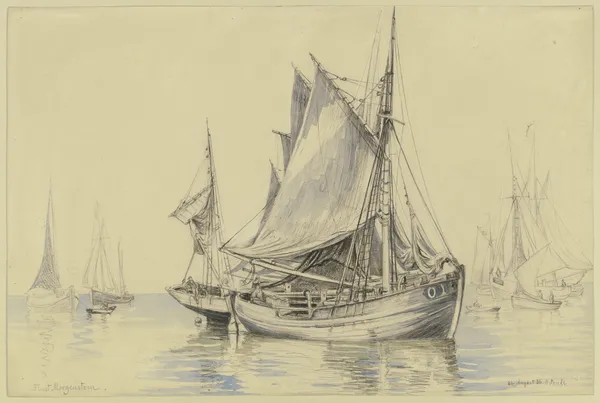Fishing boats near Ostend av Friedrich Ernst Morgenstern
