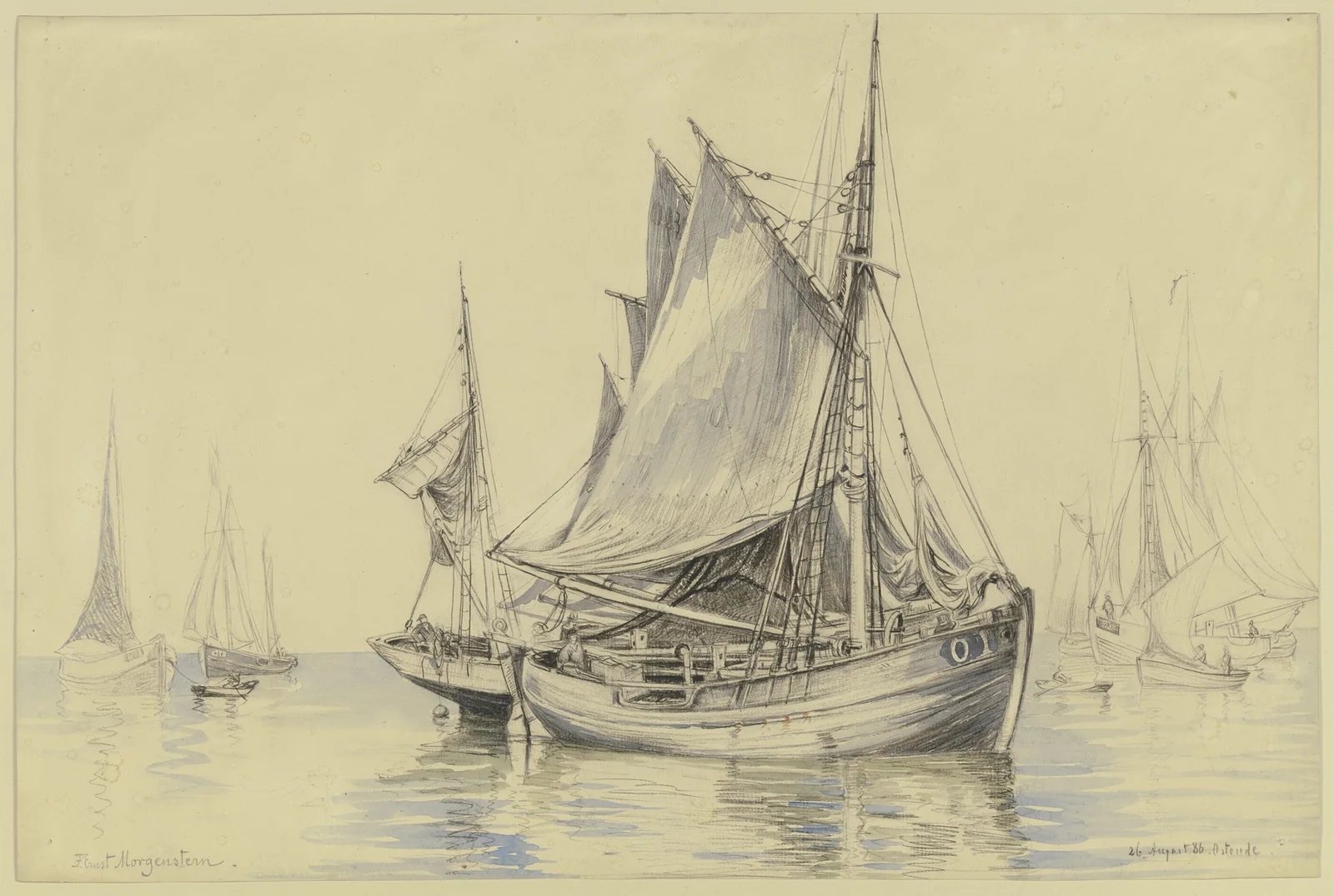 Fishing boats near Ostend av Friedrich Ernst Morgenstern