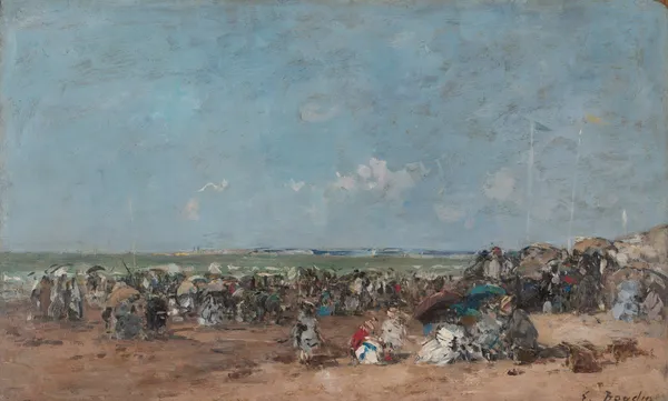 Beach Scene in Trouville av Eugène Boudin