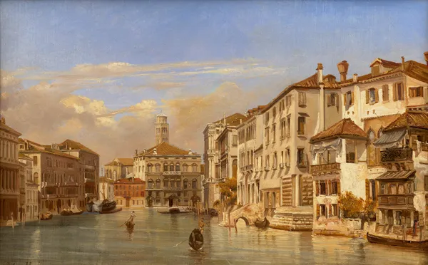Gondoles sur le Grand canal, Venise av Eugène Flandin