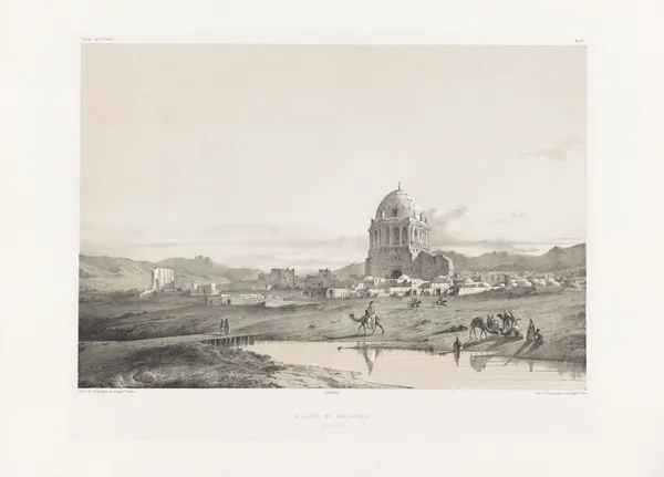 Village de Sultanieh av Eugène Flandin