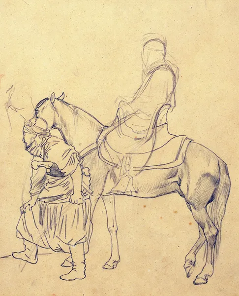 Arabian Horseman with an Armed Companion (19th century) av Eugène Fromentin