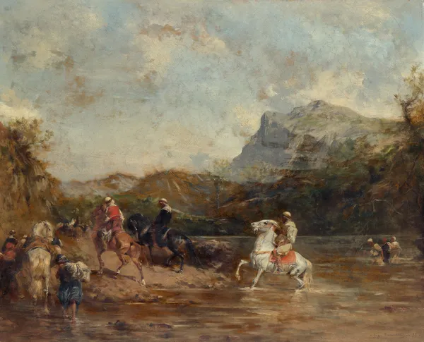 Arabs Crossing a Ford av Eugène Fromentin