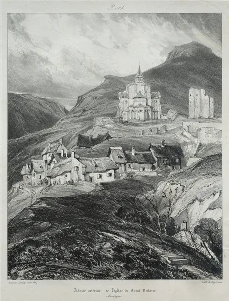 Abside de l’église de Saint Nectaire av Eugène Isabey