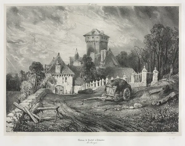 Pesteil Chateau at Polminhac av Eugène Isabey