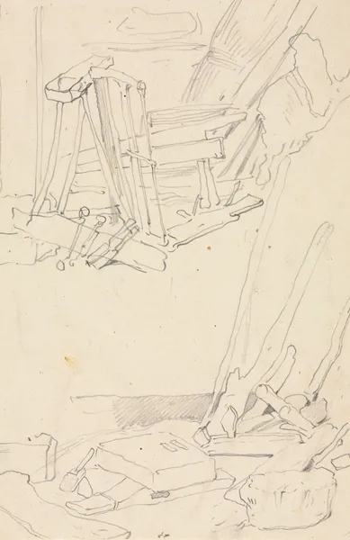 Studies of Wood and Farm Implements av Eugène Isabey
