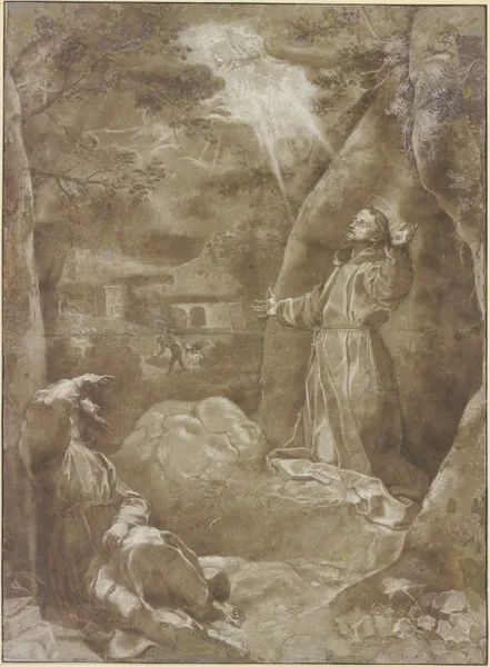 Der Heilige Franziskus empfängt im Beisein Bruder Leos von Assisi die Wundmale av Federico Barocci